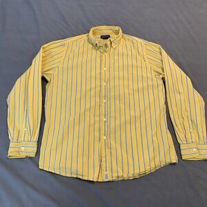 VTG Ralph Lauren Jeans Co Shirt Mens Large Yellow Stripe Button Down Long Sleeve